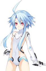 blanc blue_hair female neptunia_(series) nipple red_eyes smile third-party_edit white_heart