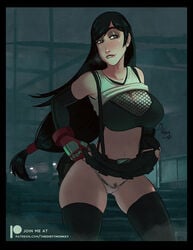 1girls bra female female_only final_fantasy final_fantasy_vii panties pubic_hair pubic_hair_peek solo thedirtymonkey tifa_lockhart veronica_sweet