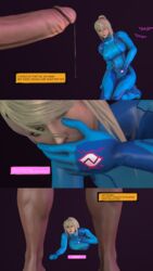 1girls 3d big_breasts big_penis bitter_babe blonde_hair bodysuit comic dizzy green_eyes ironside metroid mole_under_mouth nintendo page_7 ponytail rape samus_aran sarah_bryant_(model)