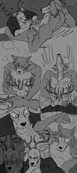 absurd_res anthro anthro_on_anthro anthro_penetrated anthro_penetrating anthro_penetrating_anthro antlers beastars bodily_fluids canid canine canis cervid cervine clothed clothed/nude clothed_male_nude_male clothing comic cum cum_in_mouth cum_inside drinking drinking_cum duo ejaculation fellatio genital_fluids greyscale hi_res horn legoshi_(beastars) louis_(beastars) male male/male male_only male_penetrated male_penetrating male_penetrating_male mammal monochrome nekokat42 nude open_shirt oral oral_penetration orgasm_face penetration penile penile_penetration red_deer sex shirt topwear unwanted_cumshot unwanted_ejaculation wolf