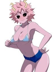 big_breasts bikini black_sclera chelsea_cola female female_only mina_ashido my_hero_academia nipples nipples_visible_through_clothing pink_hair pink_skin short_shorts solo solo_female solo_focus yellow_eyes