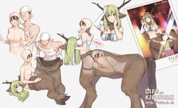 1boy 1boy1girl 1girl 1girls ass_licking ass_sniffing big_breasts blonde_hair bodysuit butt_sniffing centaur centaur_costume costume ear female hooves horn horse kigurumi male mask masked ponygirl ponyplay ponytail quadsuit skinsuit submissive_male suit trevor25527766 wholesome