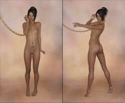 3d 45_(katzenauge1) ass barcode barcode_tattoo barefoot bondage breasts chains collar female female_only femsub hairless_pussy innie_pussy katzenauge1 leash metal_collar nude number_tattoo numbered pussy sex_slave slave slavegirl tattoo tiptoes