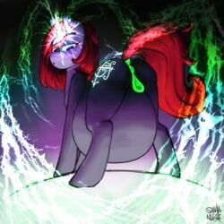 1:1 ass belly big_belly butt_focus equid equine female feral furry genitals horse looking_at_viewer magic mammal my_little_pony pony pussy saintmuerte solo vore