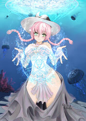 breasts female gellyfish luludeville magical_girl pink_hair sea witch