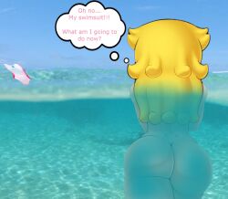 3rd_party_edit bikini bikini_malfunction embarrassed_nude_female enf lost_swimsuit mario_(series) ocean one-piece_swimsuit princess_peach sleepiitreat thought_bubble wardrobe_malfunction