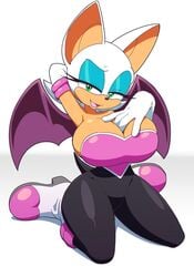 1girls anthro bat bat_wings between_breasts big_breasts cleavage female female_only huge_breasts kojiro-brushard rouge_the_bat sega solo solo_female sonic_(series)