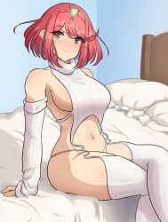 breasts female female_only nintendo pyra short_hair solo virgin_destroyer_sweater xenoblade_(series) xenoblade_chronicles_2 yaizaberry