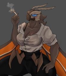 angry clothed_female mothra smoking spicepumpkinlou toho