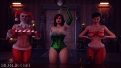 3d abs batman_(series) catwoman catwoman_(injustice) christmas_outfit dc dc_comics harley_quinn harley_quinn_(injustice) injustice_2 pamela_isley poison_ivy poison_ivy_(injustice) saturalia_knight selina_kyle