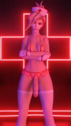 1futa 3d blender dickgirl flaccid futa_only futanari large_penis looking_at_viewer mercy neonsin nurse nurse_cap overwatch panties penis solo solo_futa stockings uncut