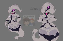 1_eye 1girls alien_girl ben_10 chaquetrix collar curvy eyelashes flying ghost ghost_girl ghostfreak justelm25 large_breasts looking_at_viewer meme pink_sclera spanish_text thick_thighs wide_hips