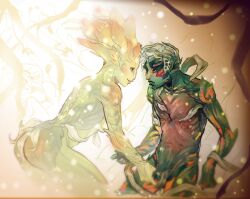 1boy 1girls barelynsfw_(artist) guild_wars guild_wars_2 incest mother mother_and_son pale_tree sex son sylvari teasing trahearne