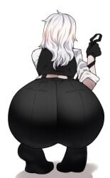 ass ass_focus back_view big_ass bobobo butt clothed clothed_female clothing dat_ass female female_only gigantic_ass huge_ass long_hair original original_character pants tagme white_hair