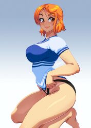 ass big_breasts black_bikini breasts clothing female female_only nami nami_(one_piece) one_piece orange_hair pre-timeskip solo tovio_rogers