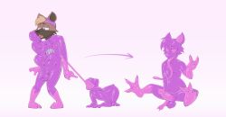 absurd_res after_transformation amphibian anthro azzybunn balls brown_body brown_fur bulge bulge_frottage corruption feet feral foot_fetish foot_play footjob frog fur genitals goo_transformation grabbing_from_behind group hi_res hyena latex looking_pleasured male mammal penis pink_eyes purple_body rubber_clothing rubber_suit sex simple_background spread_legs spreading tongue transformation transformation_sequence