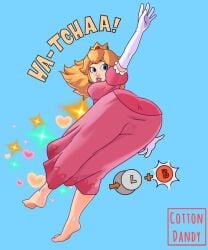 1girls alternate_version_available barefoot blonde_hair button_prompt cottndandy cottondandy dress female female_only mario_(series) nintendo peach_bomber pink_dress princess_peach royalty shoes_removed solo solo_female solo_only super_mario_bros. super_smash_bros.