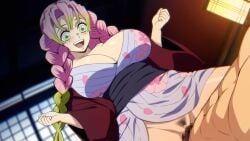 1boy 1boy1girl 1girls 2d animated areolae bajima_shouhei big_breasts blush bouncing_breasts braid breasts breasts_out censored cowgirl_position demon_slayer female green_eyes green_hair huge_breasts kamado_tanjirou kanroji_mitsuri kimetsu_no_yaiba large_areolae large_breasts male massive_breasts mole_under_eye multicolored_hair nipples no_sound partial_male penetration penis pink_hair pubic_hair pussy riding sex shorter_than_10_seconds shorter_than_30_seconds tagme two_tone_hair vaginal_penetration video voluptuous voluptuous_female yukata