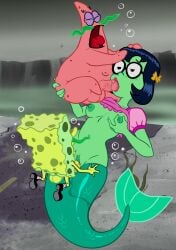 blowjob breasts closed_eyes fish_tail freckles glasses looking_pleasured mermaid nickelodeon nose one_unseen_male_face patrick_star princess_mindy sea_sponge seaweed spongebob_squarepants spongebob_squarepants_(character) starfish underwater vagina vaginal_penetration