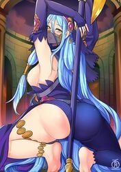 1girls ass azura_(fire_emblem) azura_(performing_arts)_(fire_emblem) barefoot big_breasts blue_eyes blue_hair breasts color dancer dancer_outfit female female_only fire_emblem fire_emblem_fates fire_emblem_heroes huge_ass long_hair mouth_veil mysterious_dancer naughty_face nintendo nipples pole pole_between_ass pole_dancing revolverwingstudios seductive seductive_smile smile solo solo_female thick_thighs