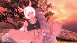 3d animal_ears animated barefoot clothed_female clothed_female_nude_male dissidia_final_fantasy feet final_fantasy final_fantasy_xiv footjob grass long_ears miqo'te monster_cock no_sound outfit riot007 soles source_filmmaker tagme toes tree video white_hair y'shtola