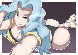 1girls :p ass barefoot big_ass big_breasts blue_eyes blue_hair breasts elite_four female huge_ass huge_breasts karen_(pokemon) karen_(pokemon_hgss) large_ass large_breasts long_hair naughty_face nintendo oryuto panties pokemon pokemon_gsc pokemon_hgss seductive_look seductive_smile smile thick_ass voluptuous wide_hips