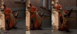 3d_(artwork) absurd_res adult_(lore) against_surface against_wall alley animal_genitalia animal_penis anthro balls big_ears black_nose blender_(artwork) brown_eyes canid canine canine_genitalia canine_penis closed_eyes digital_media_(artwork) disney duo erection fennec_fox finnick_(zootopia) fox fur genitals gloves_(marking) hand_on_head hi_res huge_filesize knot male male/male mammal markings multiple_angles nick_wilde nude orange_body orange_fur penis pink_penis rasterraccoon red_fox sitting_on_penis size_difference smile standing tan_body tan_fur teeth true_fox zootopia