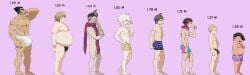 6+boys 8boys bara black_hair blonde_hair boxers boxers_(clothing) boxers_only brown_hair bulge bulge_through_clothing bulge_under_clothes danganronpa danganronpa_2:_goodbye_despair drfav fat_male fuyuhiko_kuzuryuu gundham_tanaka hinata_hajime kazuichi_souda male male_focus male_only multiple_boys muscular muscular_male nagito_komaeda naked naked_male nidai_nekomaru nude nude_male penis_size_chart penis_size_comparison_meme penis_size_difference pink_hair robokeh side_view simple_background size_chart size_comparison skinny skinny_male straight_hair teruteru_hanamura ultimate_imposter underwear underwear_only white_hair