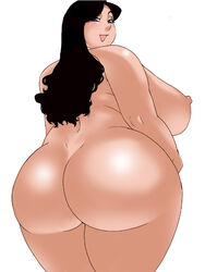 ass black_hair breasts doomcomic fat huge_ass huge_breasts nude obese_female plump smile