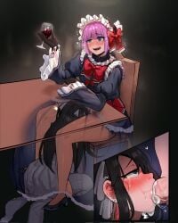 1boy 1futa artist_request clothed clothed_female clothed_male clothing commission crossdressing crossdressing_male cum_in_mouth earrings fate/grand_order fate_(series) fellatio femboy fujimaru_ritsuka_(male) futa_on_male futanari gudao helena_blavatsky_(fate) hidden_sex intersex male mostly_clothed oral sex source_request stealth_fellatio stealth_sex submissive_male tomgirl trap under_the_table
