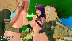 2boys 2girls 3d 3d_animation animated breasts breasts cinderdryadva fox genshin_impact hilichurls_(species) hoyoverse jiggling_breasts kiryx mihoyo moaning moaning_in_pleasure nature_background nude nude_female open_mouth penetration penis pink_hair purple_eyes purple_hair raiden_shogun sex smile sound standing_sex tagme vaginal_penetration video voice_acted white_body yae_miko