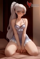 1girls 2d ai_generated ass big_ass blue_eyes breasts dress erophoenix female female_focus full_body jewelry looking_at_viewer patreon_username ponytail rwby scar small_breasts solo solo_female thick thick_thighs uncensored weiss_schnee white_hair