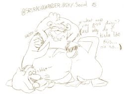 2025 anthro armpit_sniffing avian balls bear belly bird bodily_fluids closed_eyes club_penguin dialogue english_text erection eyewear genitals group herbert_p._bear hi_res male male/male mammal penguin penis polar_bear simple_background slightly_chubby sniffing srirachamander sunglasses sweat text ursine white_background