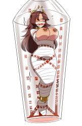 bandage bandage_gag bandaged_mouth bandages big_breasts bondage breasts breasts_out exposed_breasts exposed_nipples female femsub gag gagged imbsengirl in_container mummification mummification_(bound) mummified mummy mummy_wrappings nipple nipple_piercing nipples nude nude_female original piercing tape tape_bondage tape_gag taped_mouth