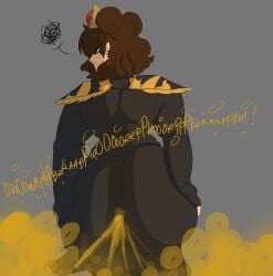 ares ares_(melissaalli) big_ass big_butt brown_hair buns chains character_request crown dark_clothing dark_hair earring fart fart_cloud farting femboy heterochromia huge_ass huge_butt long_hair male melissaalli oc onomatopoeia original_character prince space_buns squeezing_ass squeezing_butt squeezing_own_ass squeezing_own_butt tagme wide_hips