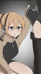 2girls female m1_abrams orange_eyes orange_hair rear_view reta t-80u yuri