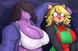 big_breasts breasts cleavage deltarune female furry huge_breasts nicolaowo noelle_holiday susie_(deltarune) tagme