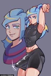 1boy 2024 abs alternate_costume androgynous ass background_pattern bedroom_eyes big_ass big_penis black_clothes blush breasts_out bubble_butt bulge bulge_through_clothing close_up cock_outline crimsoncoax crop_top digital_painting emphasized_ass femboy fit_female full_body_view full_color glistening_skin grusha_(pokemon) half_lidded_eyes handjob huge_cock huge_thighs intersex looking_at_viewer masturbation medium_breasts moaning multiple_views muscular_female penis pokemon room_background round_ass scarf self_pleasure shiny_skin shirt_lift shorts smiling solo thick_cock thick_thighs thighs tight_clothes toned_abs