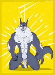 absurd_res anthro armpit_hair balls body_hair canid canine canis claws clothing digitigrade_footwear ears_up eyebrows fangs feet footwear fur furgonomic_footwear furgonomics genitals glans gradient_background grey_body grey_fur hair half-erect hi_res hindpaw humanoid kmka league_of_legends long_penis long_tail male mammal mane mane_hair muscular muscular_anthro muscular_male mythological_canine mythological_creature mythology nipples paws pecs pecs_focus penis pointy_ears pubes pubes_exposed pubic_fuzz purple_body purple_fur red_eyes riot_games simple_background solo solo_male stomach_bulge tail teeth tencent thick_eyebrows vein veiny_penis warwick werecanid werecanine werecreature werewolf wolf yellow_background yellow_eyes