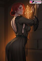 ai_generated ass breasts cd_projekt_red female freckles light-skinned_female lingerie mascara nightie red_hair solo solo_female swsakura69 the_witcher_(series) the_witcher_3:_wild_hunt triss_merigold