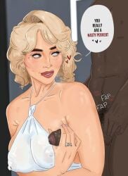 armpit_fetish armpit_play armpit_sex armpits blacked blonde_female blonde_hair celebrity clothed crullet dialogue hairy_balls hairy_male interracial lipstick lipstick_mark lipstick_on_penis masturbation onomatopoeia sabrina_carpenter sabrina_carpenter_(fortnite) text tits_out transparent_clothing visible_nipples