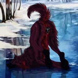 1:1 2024 animal_genitalia animal_pussy artist_name ass_up bodily_fluids canid canine canine_genitalia canine_pussy cheek_tuft cum cum_in_pussy cum_inside cum_on_pussy dated facial_tuft female feral fur genital_fluids genitals hi_res ice leg_markings leg_tuft lying mammal markings mouth_closed msdeadsoul narrowed_eyes neck_tuft on_front outside purple_body purple_fur purple_tail pussy red_body red_fur red_tail side_view snow socks_(marking) solo tail text tuft yellow_eyes