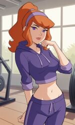ai_generated ass bigmic145 breasts cartoon_network daphne_blake daphne_blake_(mystery_incorporated) female hoodie navel ponytail red_hair scooby-doo scooby-doo!_mystery_incorporated track_suit