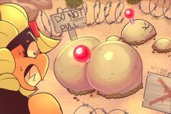 1girls anal_insertion anthro anthrofied ass ass_focus breasts buttplug female flora_fauna plant plant_girl plant_humanoid plantie plants_vs._zombies plants_vs_zombies popcap_games potato_mine_(pvz) pussy sex_toy solar_flare_(pvz) srrealleaf sunflower_(pvz) text