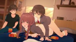 2boys1girl 3d animated animation anna_anon bad_porn brown_eyes brown_hair cheating cheating_girlfriend coral_brown_hair edit edited expressive expressive_eyes expressive_face facial_expressions fucked_from_behind green_eyes hornymaai koikatsu loving_it mc_(doki_doki_literature_club!) mcdonalds_mom_animation moaning_in_pleasure monika_(doki_doki_literature_club) not_canon player_(doki_doki_literature_club) tagme taken_from_behind video watching_sex yellow_eyes