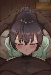 1boy 1boy1girl 1girls ai_generated aroused bed bedroom black_eyes black_hair blowjob blush cheating cheating_(relationship) cheating_female cheating_girlfriend dark-skinned_male deepthroat fat_male girthy_penis hairy_male half-closed_eyes head_grab indoors interracial large_penis long_hair long_penis looking_at_viewer male/female medium_breasts naughty_face netorare ntr oral pajamas ponytail pov pov_crotch room saliva straight suou_yuki testicles tokidoki_bosotto_russian_de_dereru_tonari_no_alya-san veiny_penis waroffree