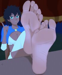 1girls absurd_res absurdres alternate_version_available barefoot big_breasts black_clover black_hair boobs breasts cleavage clothed clothing dark-skinned_female dark_skin feet feet_together feet_up female female_focus female_only foot_fetish foot_focus green_eyes hi_res high_resolution highres large_breasts legs_together legs_up long_fingernails long_nails looking_at_viewer messy_hair presenting_feet presenting_soles short_hair sitting sitting_on_chair skimpy skimpy_clothes smile smiling smiling_at_viewer sol_marron soles solo solo_female solo_focus table theedualsoles toes tomboy very_high_resolution wrinkled_feet wrinkled_soles