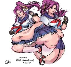 1girls alternate_costume bbw big_belly code_geass cornelia_li_britannia fat female gloves obese_female school_uniform tagme theamericandream thick_thighs