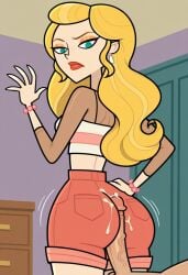 anastasia_(disventure_camp) ass_focus buttjob covered_buttjob covered_in_cum cowgirl_position cum cum_covered cum_on_ass cum_on_clothes cum_on_clothing disventure_camp:_carnival_of_chaos hotdogging_ass looking_back motion_lines odd_nation_cartoons speed_lines