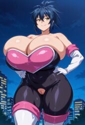 1girls ai_generated ass big_ass big_breasts bodysuit breasts bursting_breasts civitai cleavage crossover dark_blue_hair female gigantic_breasts gloves hands_on_hips happy happy_female huge_ass huge_breasts large_ass large_breasts manyuu_chifusa manyuu_hikenchou navel navel_visible_through_clothes rouge_the_bat_(cosplay) samurai smile solo thigh_highs thighhighs thighs tight_bodysuit unclego voluptuous voluptuous_female wide_hips yellow_eyes